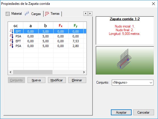 Propiedades de la Zapata corrida